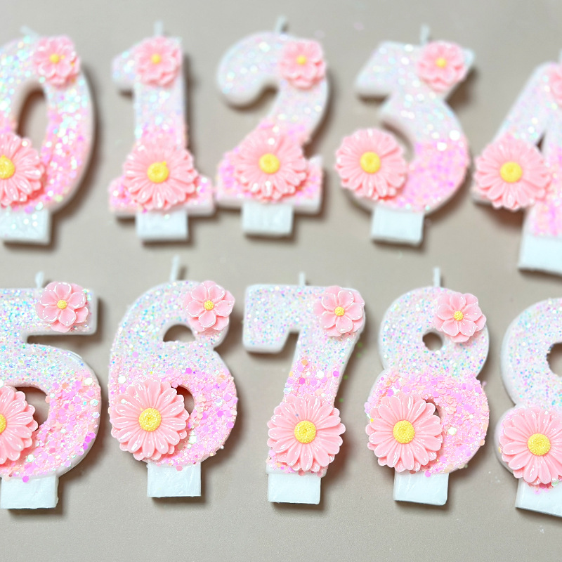 Candle Supplies Amazon - クリエイティブなピンクの花の誕生日デジタルキャンドル Amazon越境ECパーティー用品ケーキデコレーション雰囲気