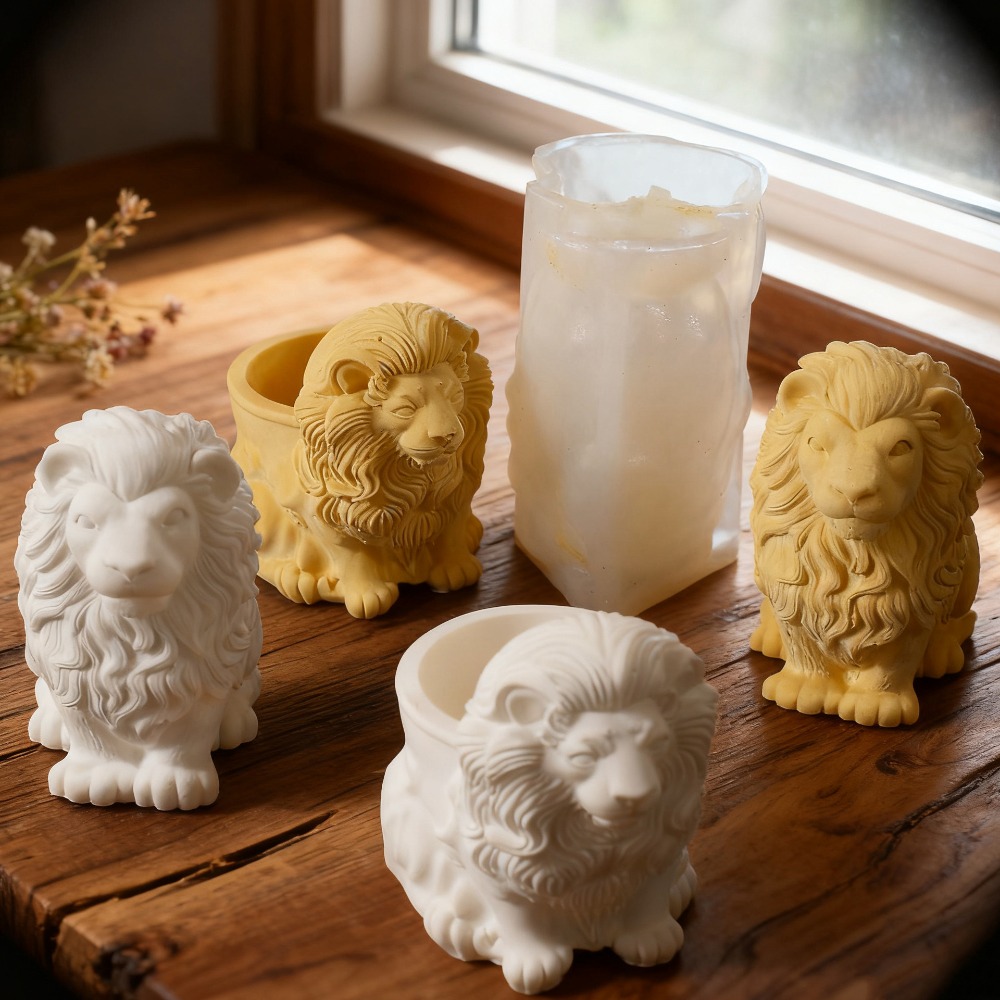 Candle Vessel Supplies - ライオンポットシリコンモールド手作りキャンドルカップ容器植木鉢ボックス石膏セメント樹脂モールドライオンキャンドル作成用モールド用品
