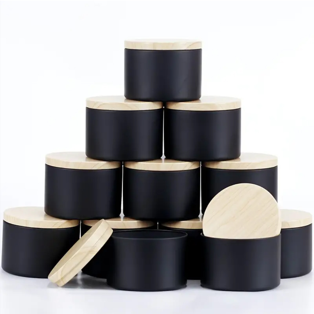 Metal Tin Lid 4Oz - 12パック4オンスブラックキャンドル缶セット、キャンドル作り用の安全な蓋付きの審美に優しいジャー
