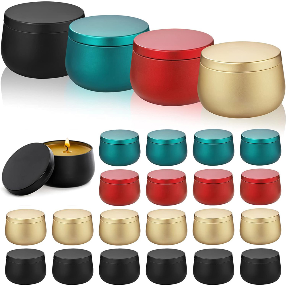 Metal Tin Lid 4Oz - ふた付きキャンドルコンテナ、キャンドル作り用キャンドルジャー、パーティー用品、DIY缶、バルク、4オンス、8オンス