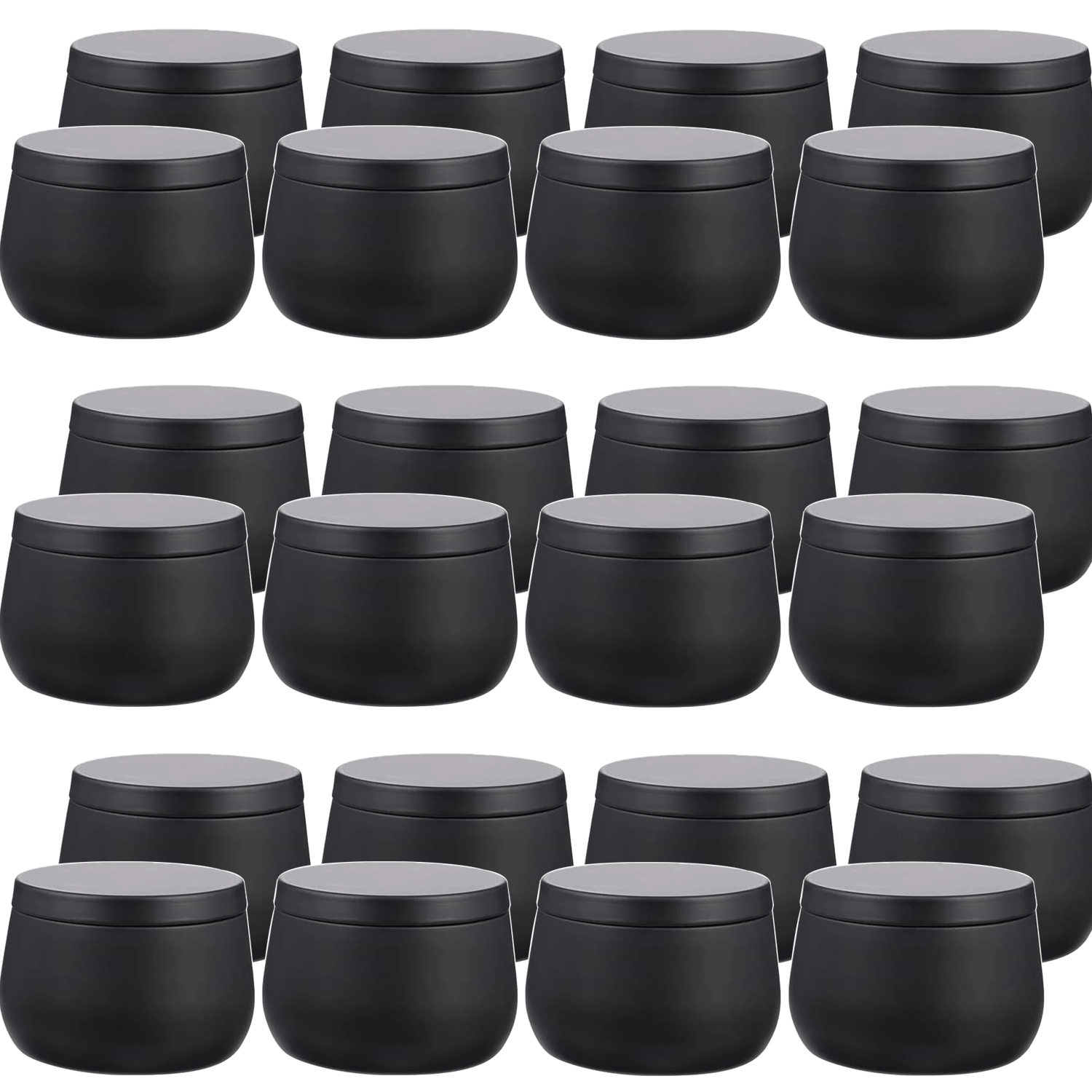 4オンス/8オンスの空の金属製キャンドル缶（蓋付き）、黒いキ - Metal Tin Lid 4Oz のレビューと価格