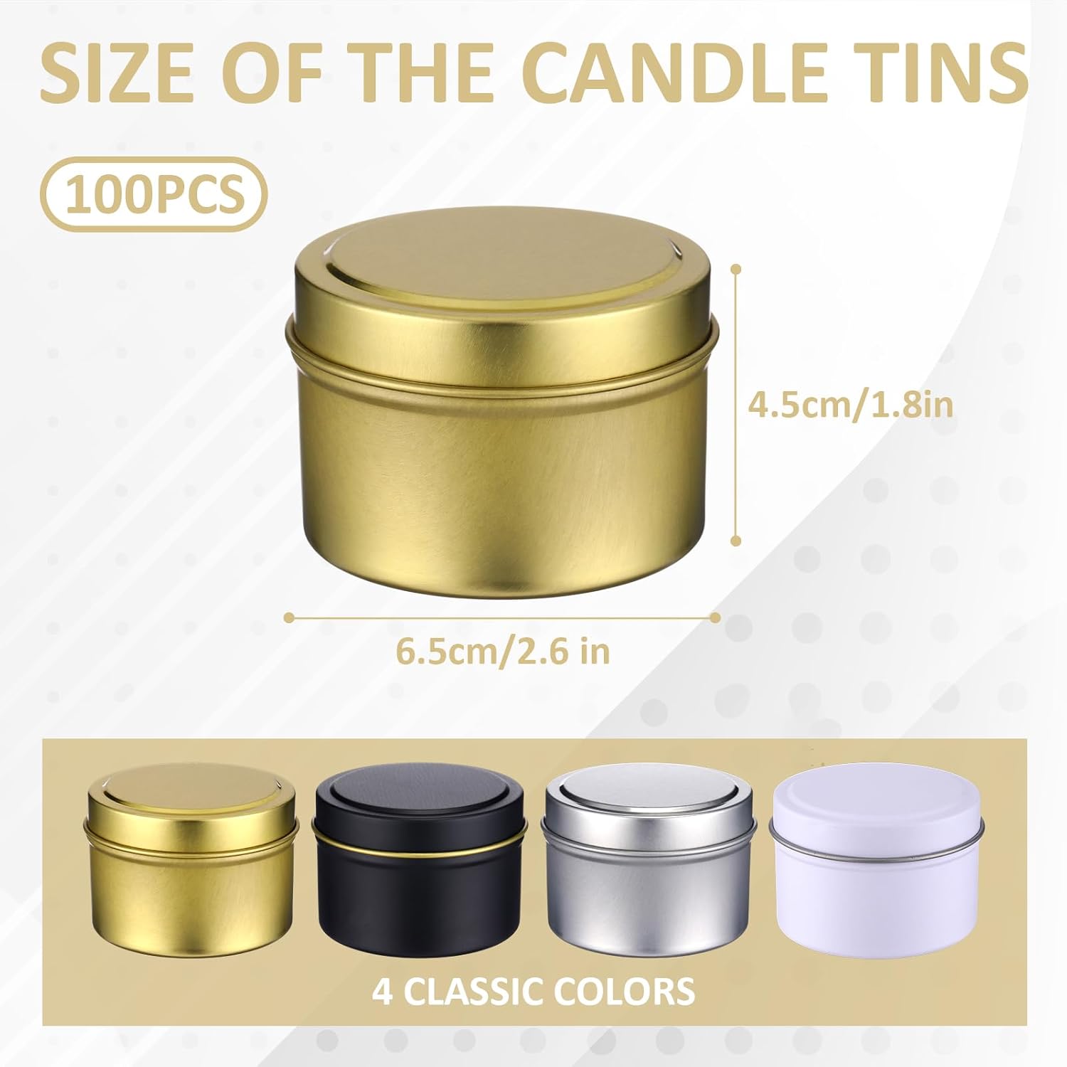 100個入り 4オンス キャンドル缶 蓋付き DIYメタルワ - Metal Tin Lid 4Oz のレビューと価格