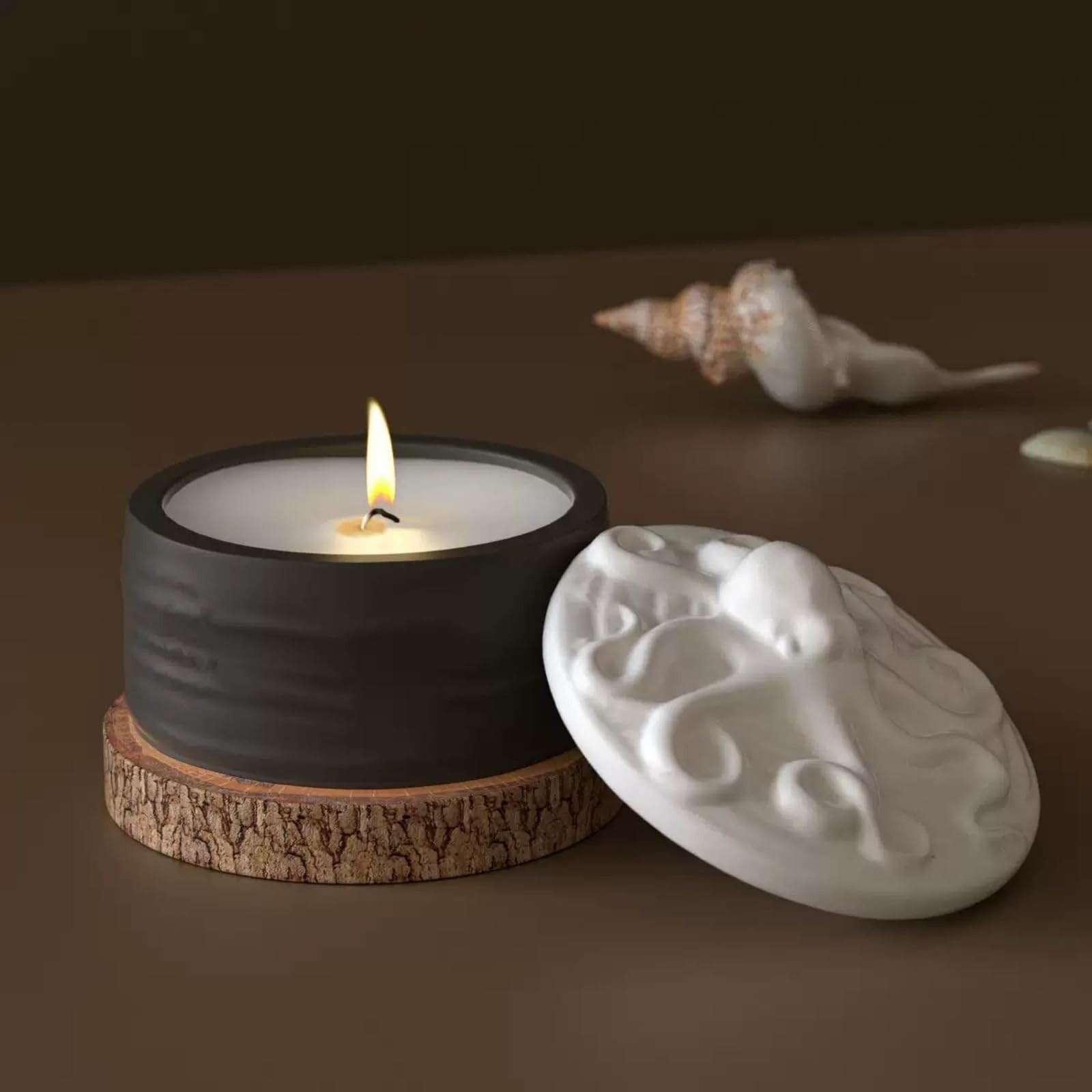 タコ型蓋付きキャンドルジャー用シリコンモールドセット、波模様 - Candle Vessel Supplies のレビューと価格