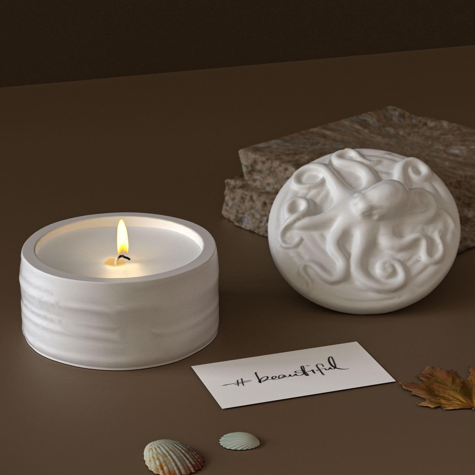 タコ型蓋付きキャンドルジャー用シリコンモールドセット、波模様 - Candle Vessel Supplies のレビューと価格