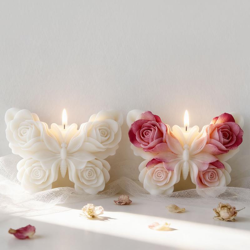 DIY ローズバタフライフォームシリコーン型手作りアロマキャ - Candle Supplies To Make Candles のレビューと価格