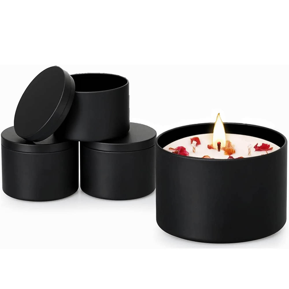 ふた付きの黒いキャンドルコンテナ、芸術品や工芸品を作るための - Metal Tin Lid 4Oz のレビューと価格