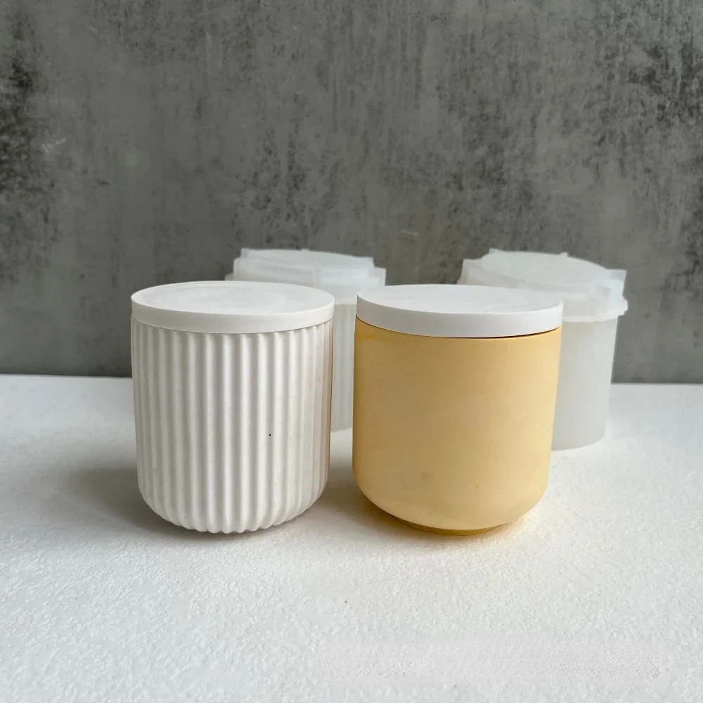 シリコーン型ストライプラウンドコンクリートキャンドルジャー蓋 - Candle Vessel Supplies のレビューと価格